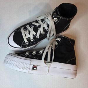 FILA Women's Black High-top Canvas Platform Sneakers